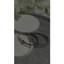 Çelik Bileklik Harfli Gümüş Model