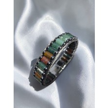 Basqio Doğal Taş Silindir Kesim Kilitli Bileklik - Aventurin