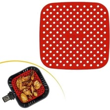 Renkli Isıya Dayanıklı Yıkanılabilir Silikon Fırın Airfryer Kare Pişirme Matı 21,5 cm