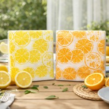 CKM Silikon 2'li Yaz Konseptli Limon-Portakal Desenli Peçete