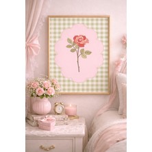 (Çerçevesiz) Yeşil Gül Desen Ilkbahar Tekli Poster