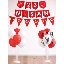 Parti Adresi 23 Nisan Flama Bayrak Balonlu Dekorasyon Seti 