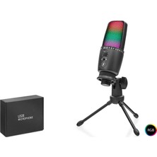 Profesyonel Rgb Mikrofon Dokunmatik Mute ve Gain Kontrollü Type-C - Siyah ME31 Nemere