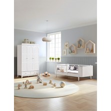 Setay Tetri Çocuk Odası, Tetri 3 Kapaklı Dolap, Perla Karyola - Beyaz