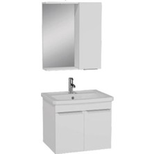 Vitra Quadrum Demonte Set, 65 Cm, Kapaklı, (Lavabo Dolabı, Yandan Dolaplı Ayna), Parlak Beyaz 65519