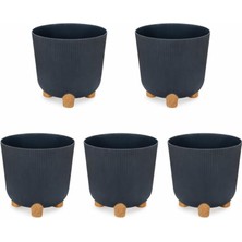 Omnipazar ELF-453 Derin Nostalji Ayaklı Saksı Takımı 16 Lt Antrasit 5 Adet