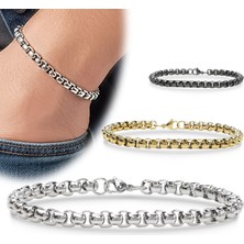 Fm 💎 Premium Arnavut Çelik Zincir Bileklik 6mm Yuvarlak 3183CZB2D6 - 20 cm - Altın Renk