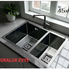 Gralux Evye Yeni Ürün 45 x 65 1.5 Gözlü Tezgah Üstü Uygulamalı Titanyum Pvd Kaplama