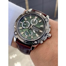 Ferrucci Kahverengi Kayışlı Kadranı Yeşil Fonksiyonlu Erkek Kol Saati