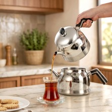 Nehir Lamia Midi Orta Boy Paslanmaz Çelik 1.10-2.25 Lt. Çaydanlık Takımı