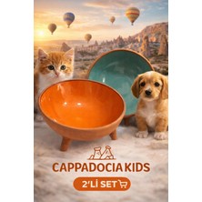 Universal 2'li Büyük Boy, Ayaklı, Içi Sırlı Kedi & Köpek Mama & Su Kabı (20 Cm)