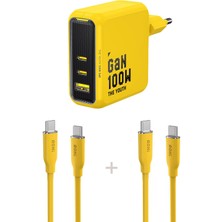 Aohi Youth 3 Portlu 100W Şarj Adaptörü, 2'li 140W Hızlı Şarj Kablosu Seti
