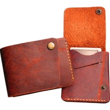 Huggy Craft Hakiki Crazy Deri Dikey Kartlık Cüzdan – Minimalist El Yapımı Kaliteli Deri Kartlık