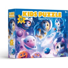 Route Games 50 Parça Çocuk Puzzle Uzay Hayvanları - Uzay Kedileri Yapboz 5+ Yaş Için Yapboz