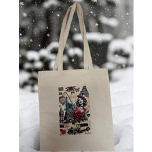 Al Davin Paris Detaylı Baskılı Bez Gabardin Çanta