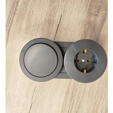 Ovivo Xone Antrasit Sıva Üstü Anahtar+Priz Ikili Kombinasyon