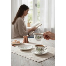 Akayev Ofelya 2li Porselen Kahve Fincan Seti Yeşil