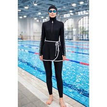 Adasea Yarım Fermuarlı Sörfçü Mayo Tayt ve Etek Kombinli Yüzücü Tesettür Mayo 61109