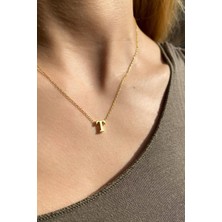 Spossy Silver Jewelry T Harfi Minimal Kolye