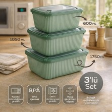 Nesto Home 3'lü Mikrodalgaya Girebilir Dikdörtgen Saklama Kabı Bpa Içermez Derin Dondurucu Uyumlu