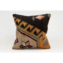 Kilim Wholesale El Yapımı Kilimden Yapılmış Vintage Kırlent Kılıfı, Yün, 40X40 cm