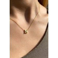 Spossy Silver Jewelry N Harfi Minimal Kolye