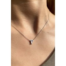 Spossy Silver Jewelry P Harfi Minimal Kolye