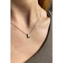 Spossy Silver Jewelry L Harfi Minimal Kolye