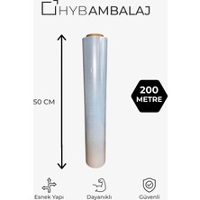 Hyb Ambalaj 50CM x 200MT Palet Streç Film 17 Mikron 1,9 kg - Dayanıklı Koli Ambalajlama ve Paketleme Streci