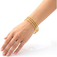 Gekas Kuyumculuk 925 Ayar 3 Adet Gümüş Altın Kaplama 7 Gram Burma Bilezik