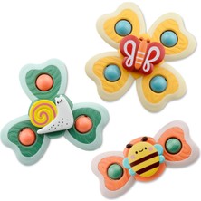 Bbsky Vantuzlu Duyu Geliştirici Eğitici Spinner Oyuncak 3’lü Set – Dönen Bebek Oyuncağı (6 Ay+)