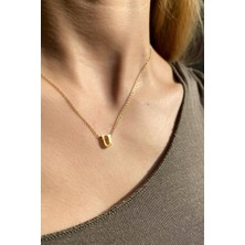 Spossy Silver Jewelry U Harfi Minimal Kolye