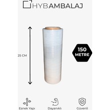 Hyb Ambalaj 25CM x 150MT Palet Streç Film 17 Mikron 750 gr - Dayanıklı Koli Ambalajlama ve Paketleme Streci