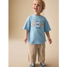 Monila Erkek Çocuk Bebe Mavi Baskılı Jogger Pantolonlu Altüst Takım