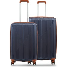 GROUND Sirius 2'li Valiz Seti Büyük-Orta Denim-Taba - 10728