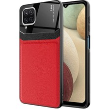 Ceponya Galaxy A12 Kılıf Deri Görünümlü Tasarım Sert Arka Kapak