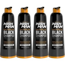 Nishman Saç ve Sakal Siyahlaştırıcı Şampuan Kolay Kullanım (200 Ml) x 4 Adet/ Fön Makinası Hediye