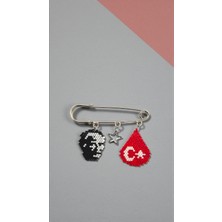 Seard Miyuki Boncuk El Yapımı Atatürk Türk Bayrağı Yıldız Iskoç Iğnesi / Yaka Iğnesi / Broş