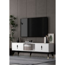 Cantek Dizayn TV1387-1387-TV150-32 Tv Sehpası Beyaz-Siyah