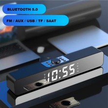 Plentiful Bluetooth Hoparlör Şarjlı Ses Sistemi LED Ekran Fm Çalar Saat Sıcaklık Pc USB Aux Tf Kart