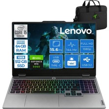 Lenovo Loq 15IRX10 I5 13450HX 64GB 512GB RTX5060 8gb 100W W11HOME 15.6" 144Hz&TEKDENÇANTA