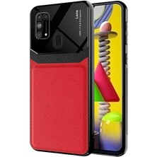 Ceponya Galaxy M31 Kılıf Deri Görünümlü Tasarım Sert Arka Kapak