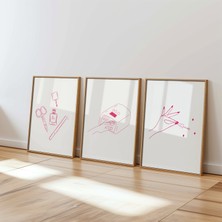 Des Vu Print Tırnak Salonu Temalı 3'lü Poster Seti, Protez Tırnak, Tırnak Salonu Dekor Posteri Çerçevesiz
