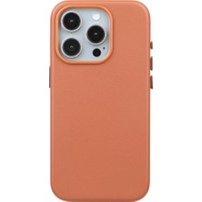 Casen iPhone 14 Pro Max Vegan Deri Gizli Magsafe Kılıf Kiremit Renk Premium Kamera Koruma Darbe Emici