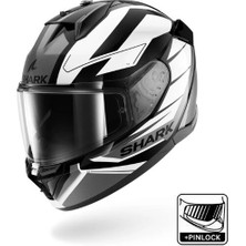 Shark D-Skwal 3 Sızlar Gri-Siyah-Beyaz Kapalı Kask (Pınlock Hediyelidir)