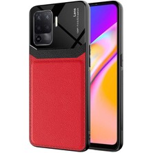 Ceponya Oppo Reno 5 Lite Kılıf Deri Görünümlü Tasarım Sert Arka Kapak