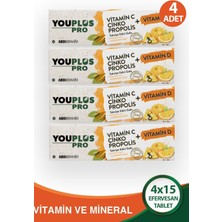 Youplus Pro Vitamin C D Çinko Propolis 15 Efervesan Tablet 4 Adet