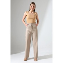 Win Moda Kadın Deri Pantolon Cepli /bol Paça Deri Pantolon /faux Leather Pants