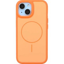 Casen iPhone 15 Uyumlu Turuncu Premium Magsafe Destekli Darbe Emici Lüks Kamera Korumalı Dayanıklı Kılıf