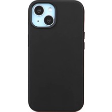 Casen iPhone 14 Uyumlu Vegan Deri Gizli Magsafe Kılıf Siyah Renk Premium Kamera Koruma Darbe Emici